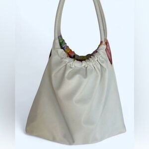 SJP NYC by Sarah Jessica Parker White Hobo Slouch Shoulder Bag Satin Lining